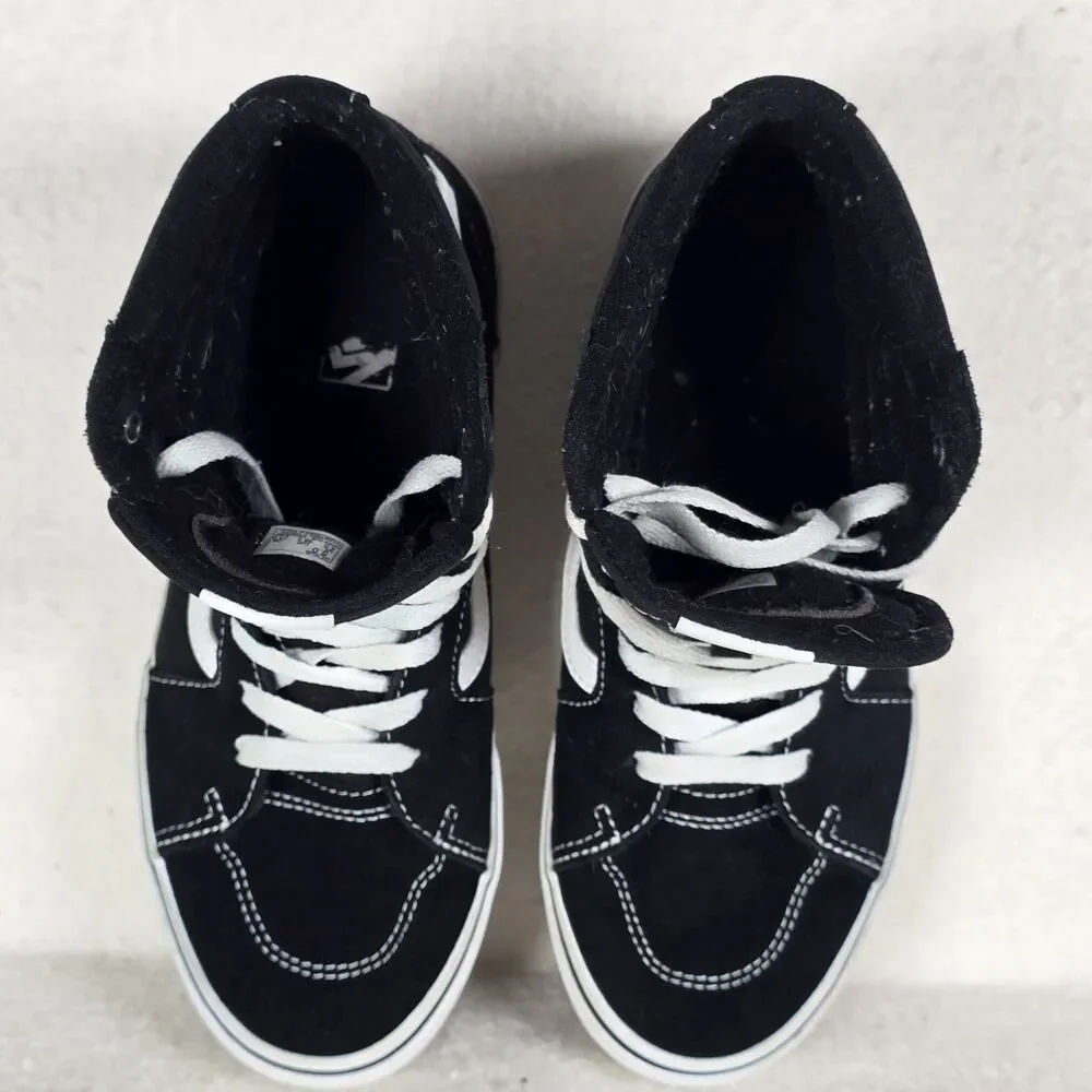 VANS Sk8-Hi Youth Sz 5 Sneakers Black/White, Lace-Up, High Top
